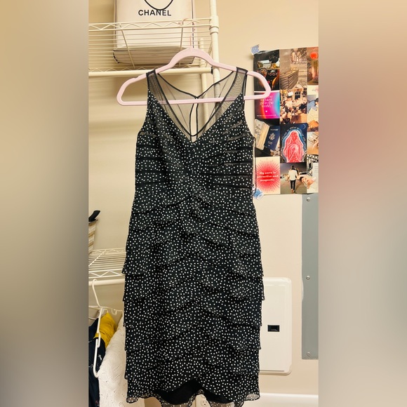 Adrianna Papell Black and White Polka Dot Backless Dress - Picture 1 of 3